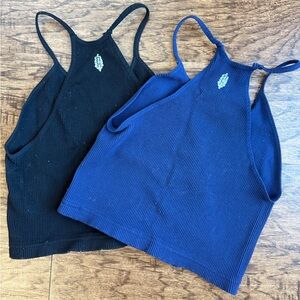 FP MOVEMENT BUNDLE Tanks Happiness Runs Cropped Workout Tank Tops Blue Black M/L